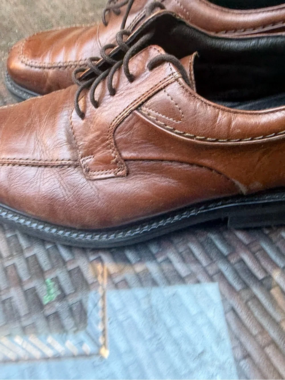 Alfani Brown Leather Lace-Up Oxfords